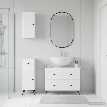 3 Piece Bathroom Cabinet Set BREDA High Gloss White