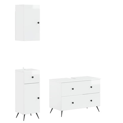 3 Piece Bathroom Cabinet Set BREDA High Gloss White
