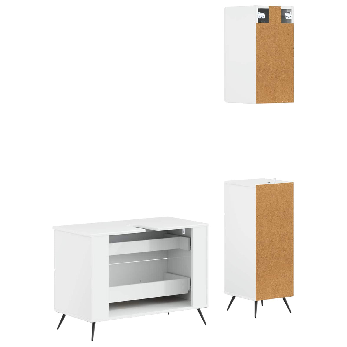 3 Piece Bathroom Cabinet Set BREDA High Gloss White