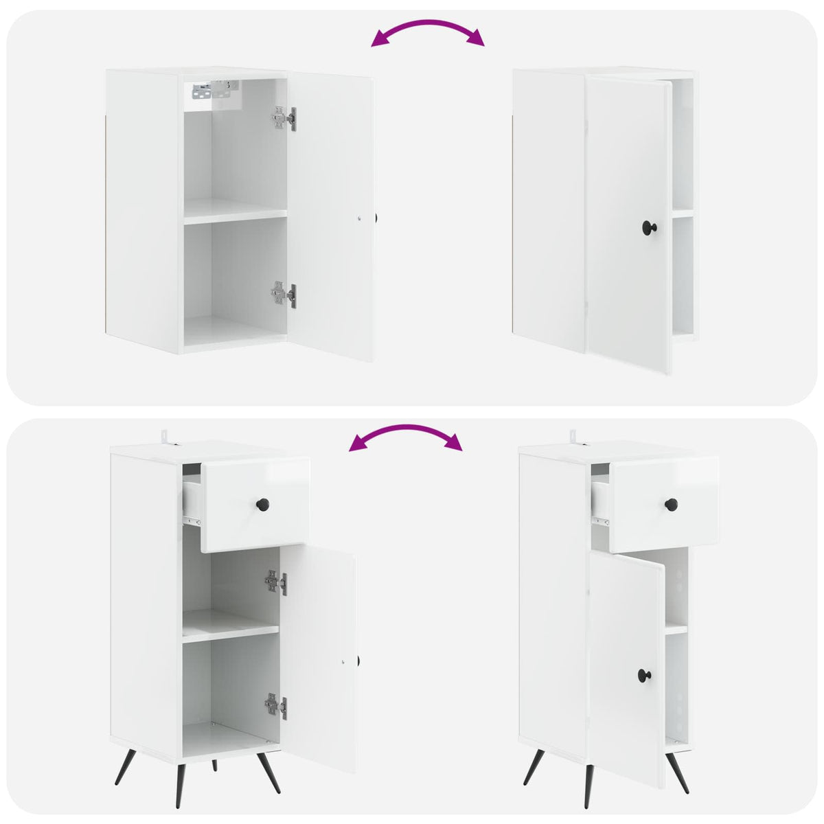 3 Piece Bathroom Cabinet Set BREDA High Gloss White