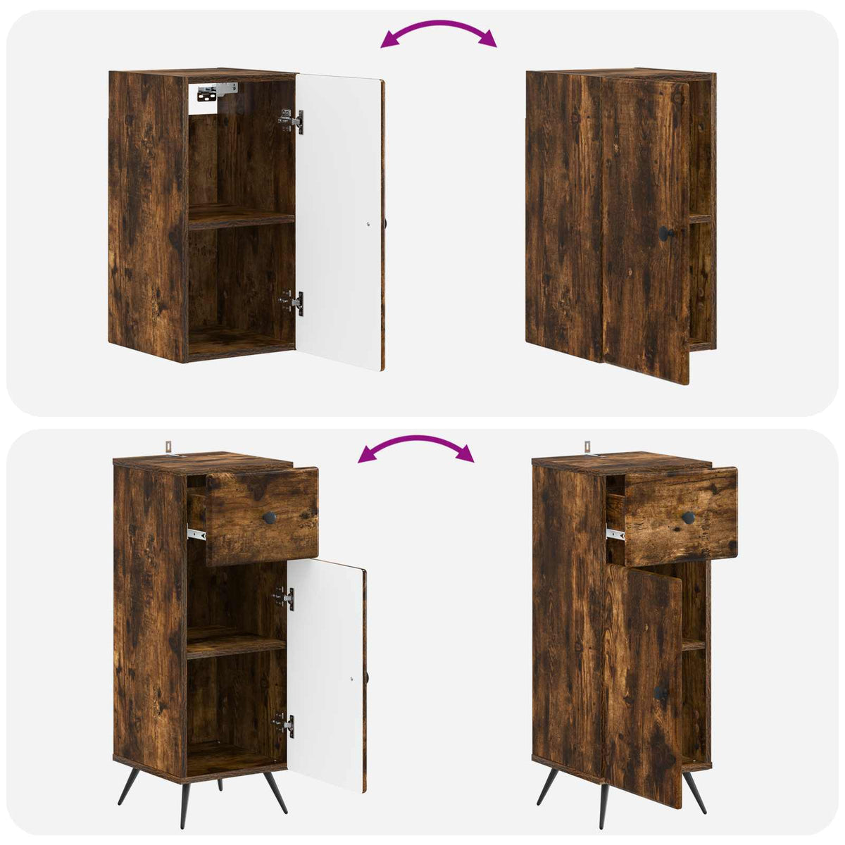 3 Piece Bathroom Cabinet Set BREDA Smoked Oak Engineered Wood