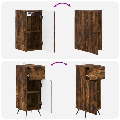 3 Piece Bathroom Cabinet Set BREDA Smoked Oak Engineered Wood