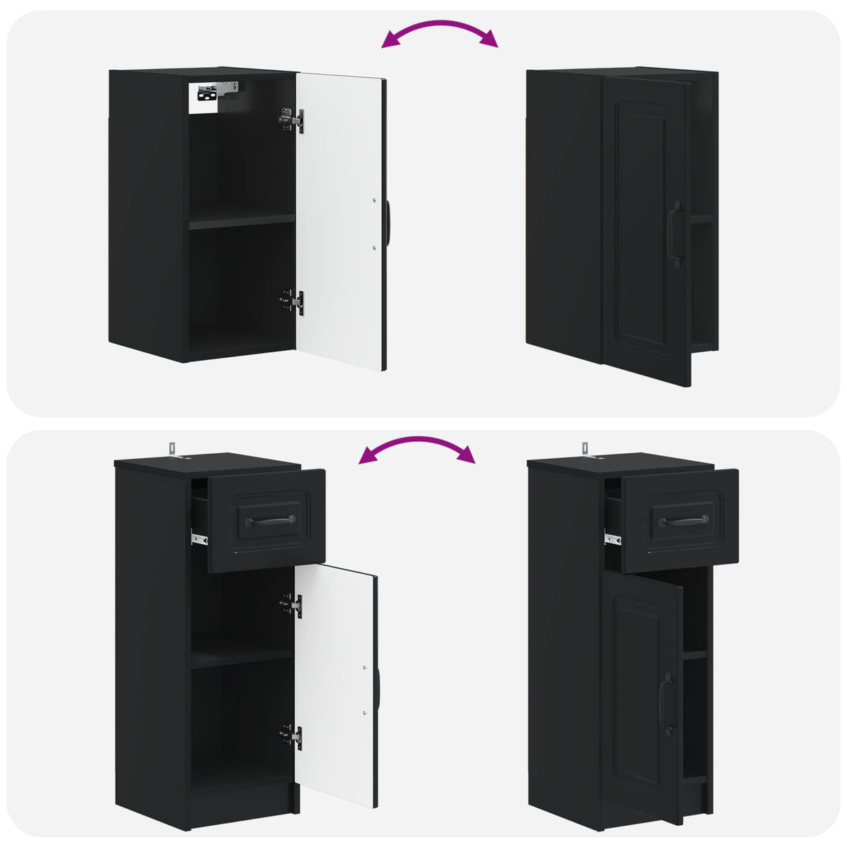 3 Piece Bathroom Cabinet Set UTRECHT Black Engineered Wood