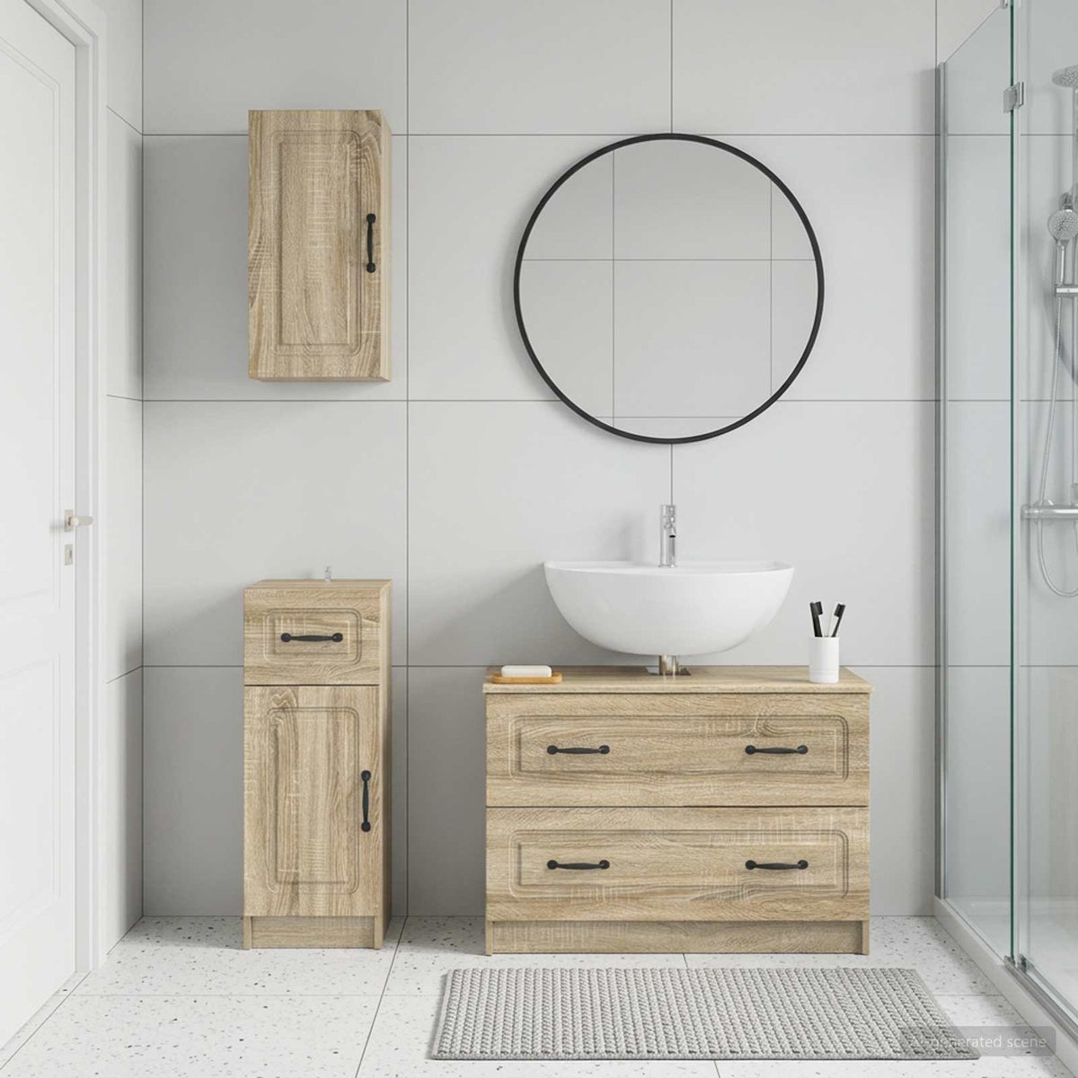 3 Piece Bathroom Cabinet Set UTRECHT Sonoma Oak Engineered Wood