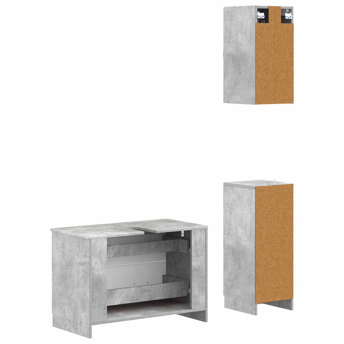 3 Piece Bathroom Cabinet Set UTRECHT Concrete Grey