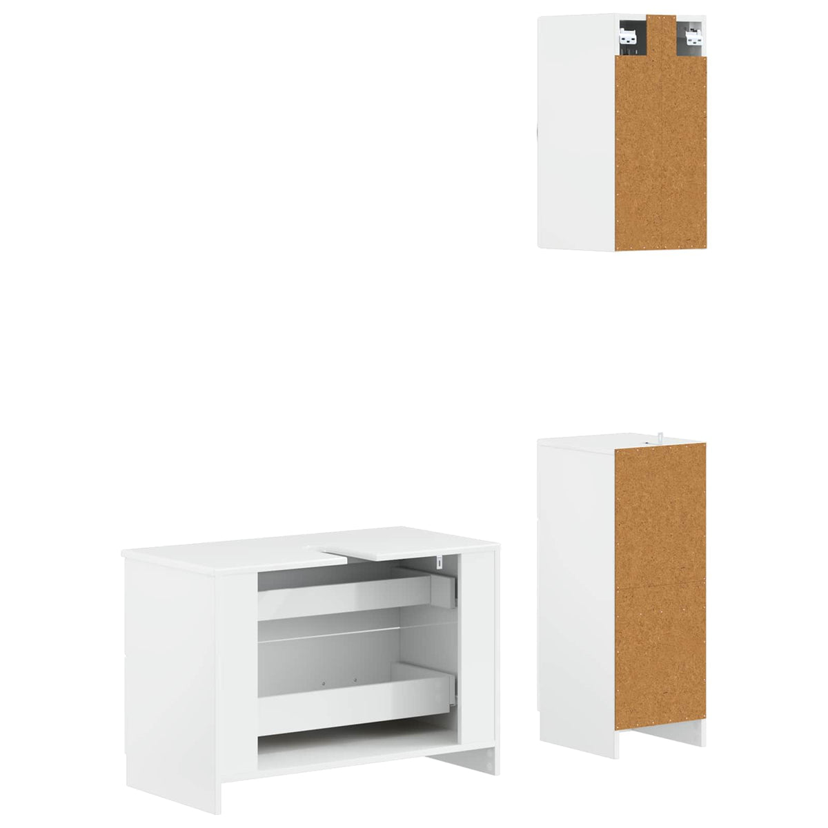 3 Piece Bathroom Cabinet Set UTRECHT High Gloss White