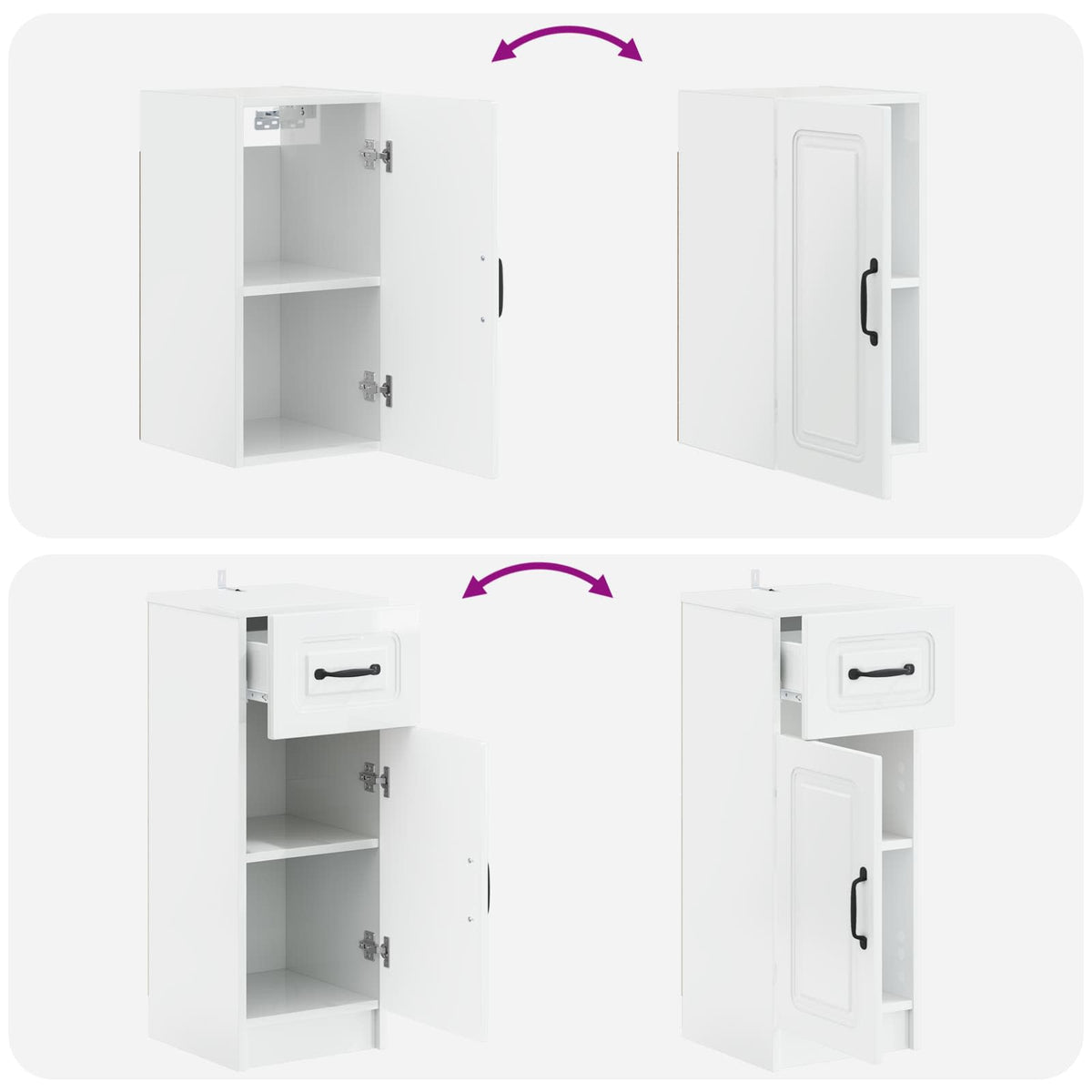 3 Piece Bathroom Cabinet Set UTRECHT High Gloss White