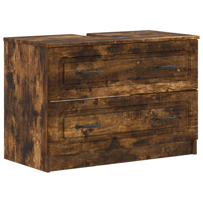 3 Piece Bathroom Cabinet Set UTRECHT Smoked Oak Engineered Wood