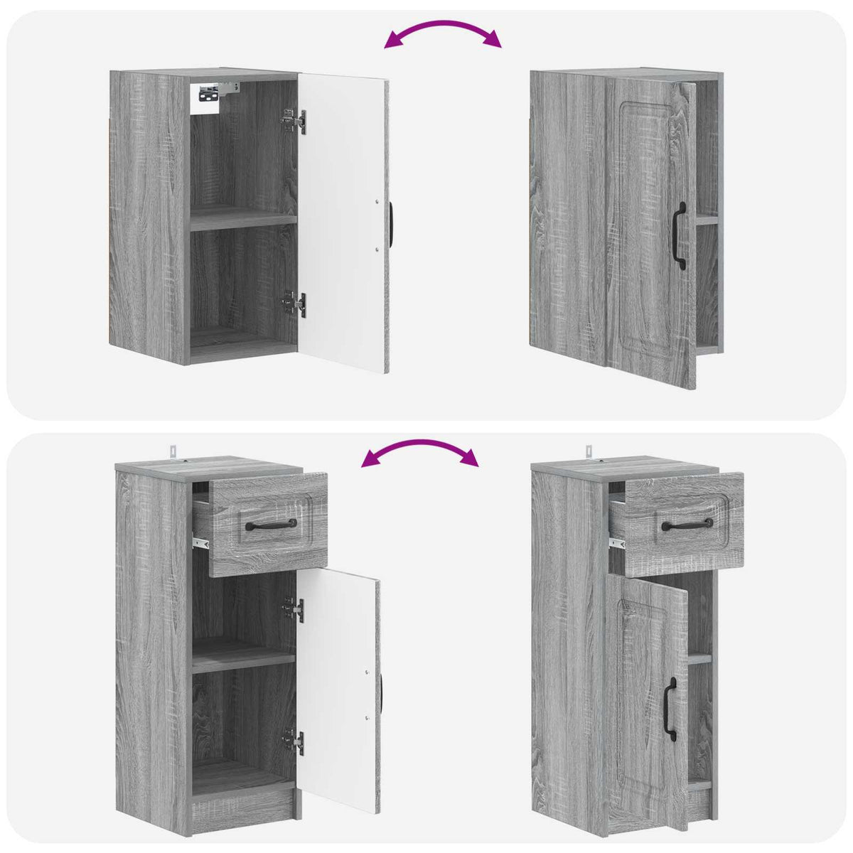 3 Piece Bathroom Cabinet Set UTRECHT Grey Sonoma