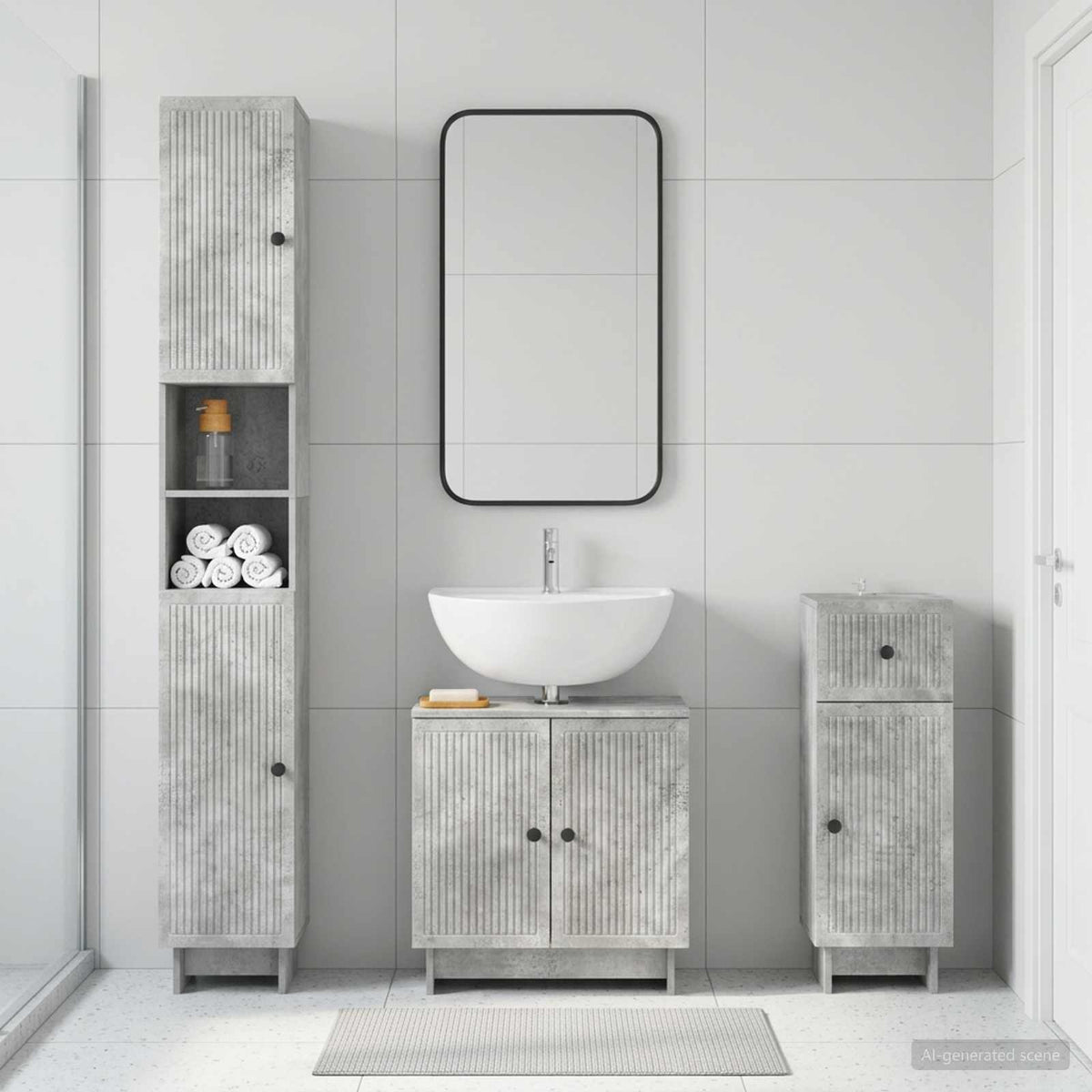 3 Piece Bathroom Cabinet Set EDE Engineered Wood