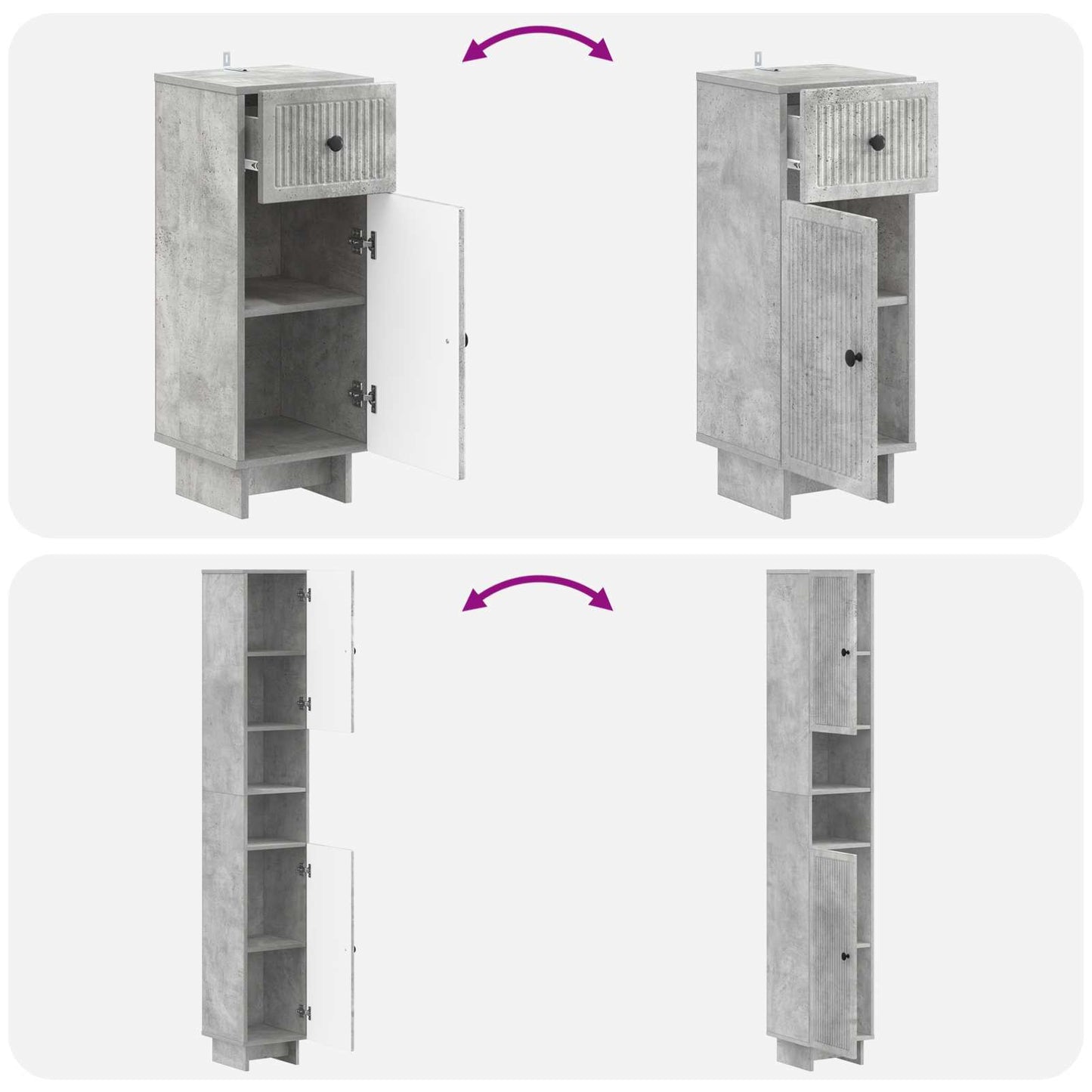 3 Piece Bathroom Cabinet Set EDE Engineered Wood