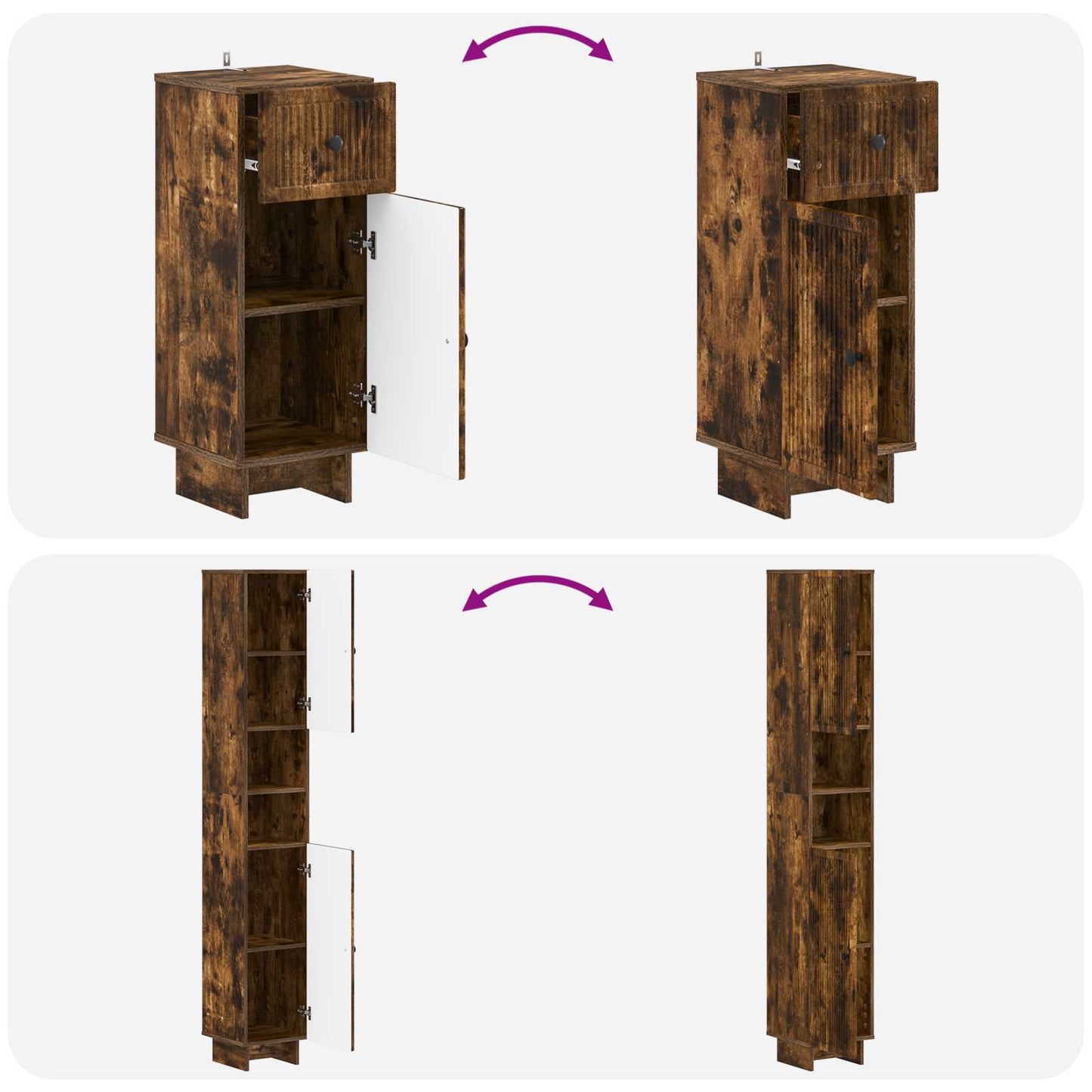 3 Piece Bathroom Cabinet Set EDE Smoked Oak Engineered Wood