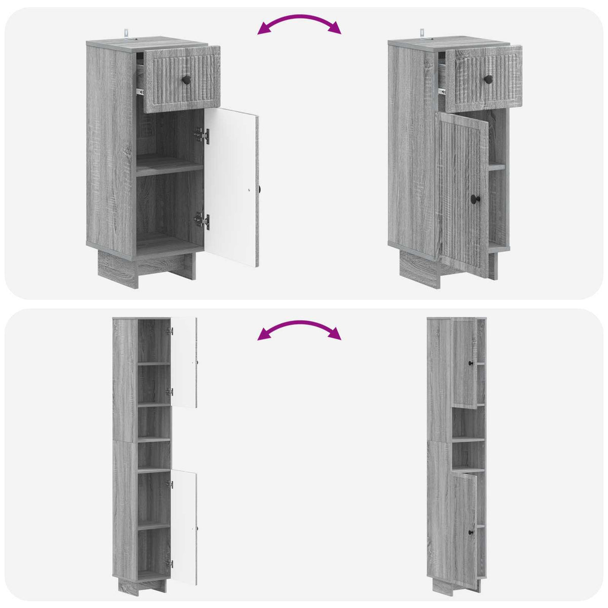 3 Piece Bathroom Cabinet Set EDE Engineered Wood