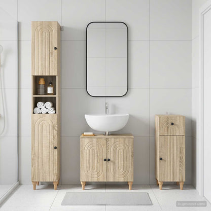 3 Piece Bathroom Cabinet Set ALKMAAR Engineered Wood