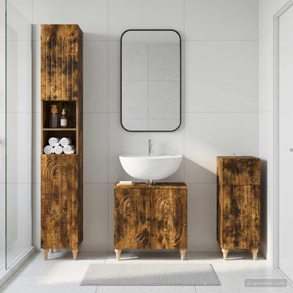 3 Piece Bathroom Cabinet Set ALKMAAR Engineered Wood