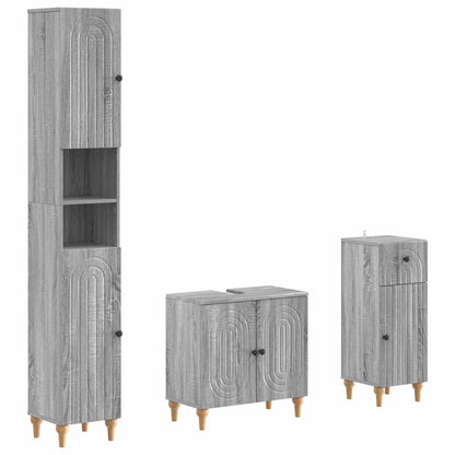 3 Piece Bathroom Cabinet Set ALKMAAR Engineered Wood