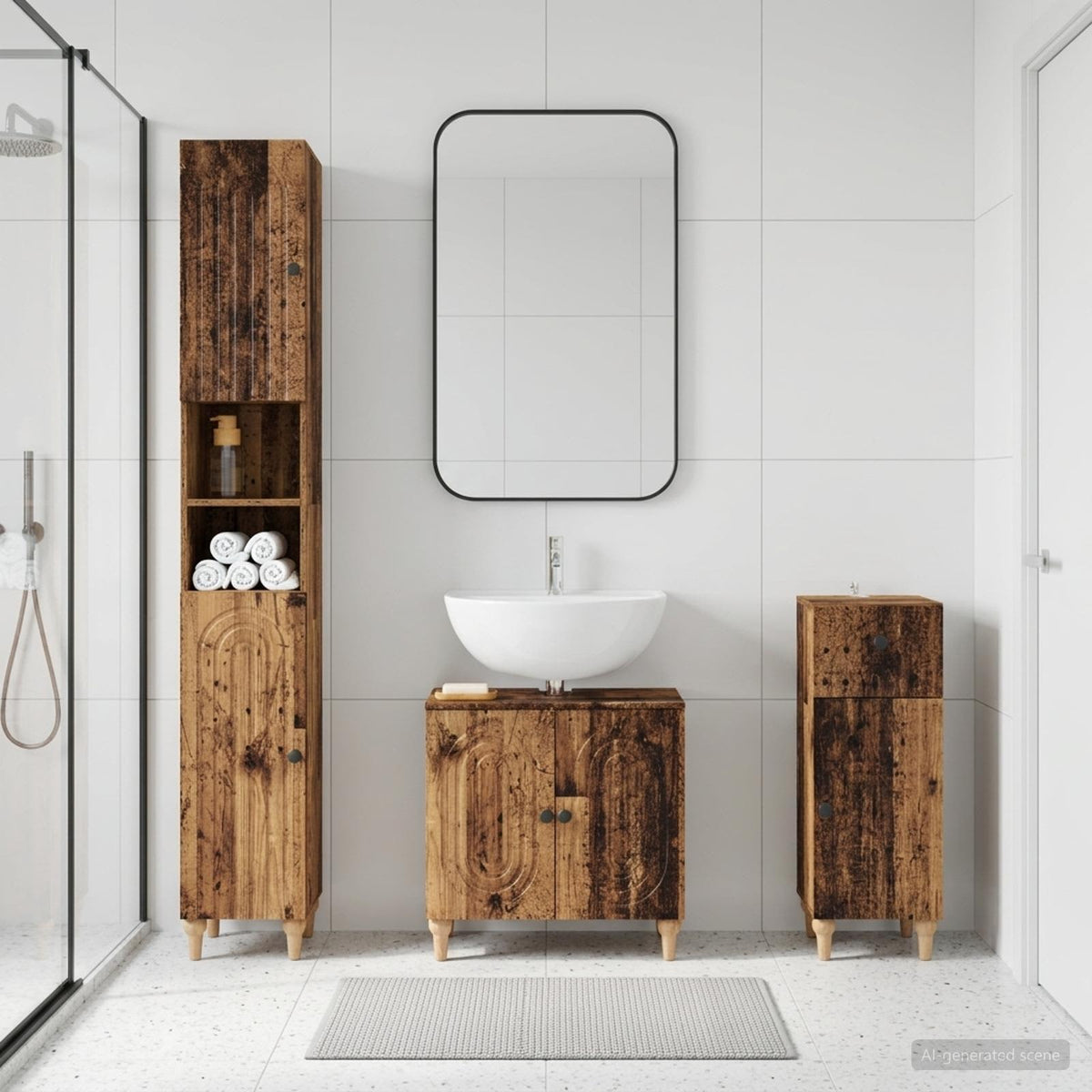 3 Piece Bathroom Cabinet Set ALKMAAR Engineered Wood