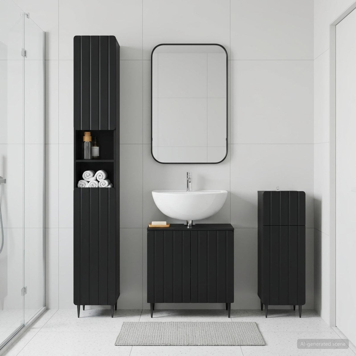 3 Piece Bathroom Cabinet Set ZWOLLE Engineered Wood