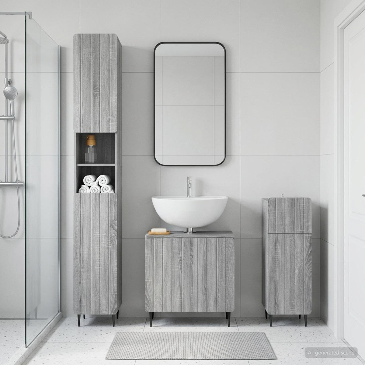 3 Piece Bathroom Cabinet Set ZWOLLE Engineered Wood