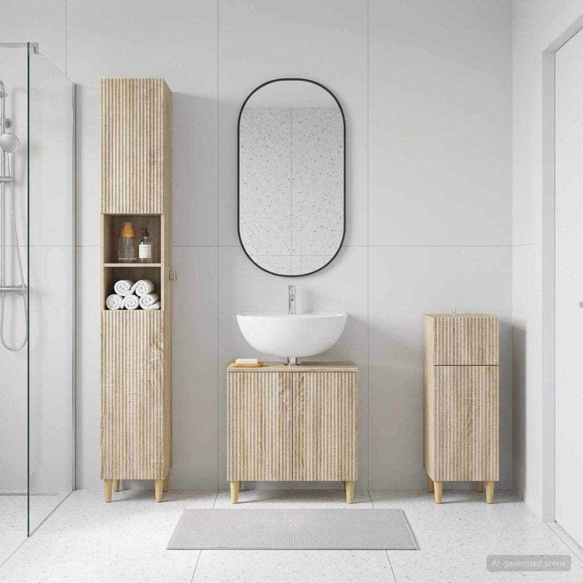 3 Piece Bathroom Cabinet Set ARNHEM Engineered Wood