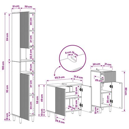 3 Piece Bathroom Cabinet Set ARNHEM Engineered Wood