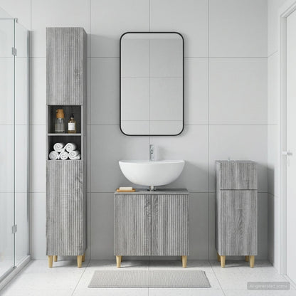 3 Piece Bathroom Cabinet Set ARNHEM Engineered Wood