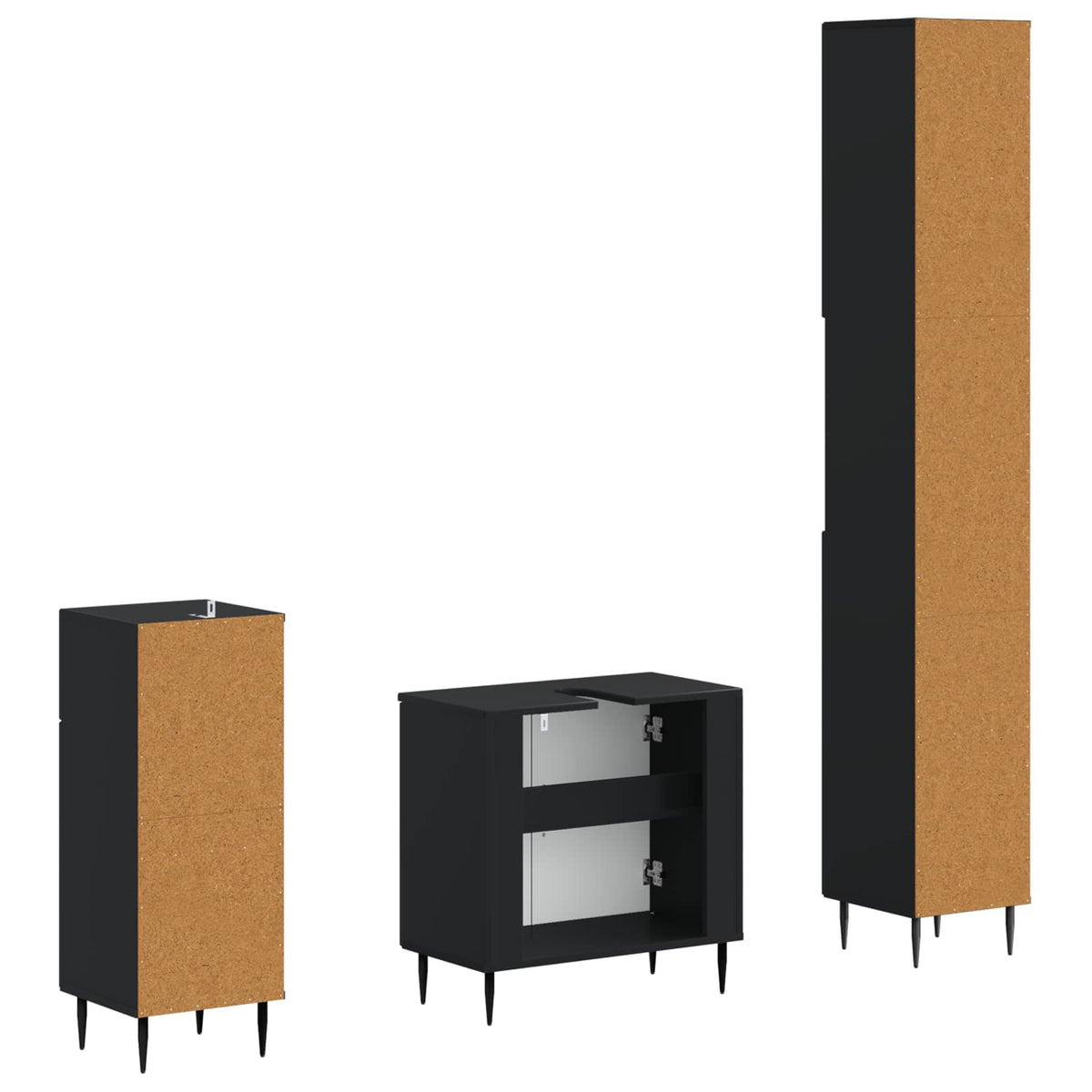 3 Piece Bathroom Cabinet Set HAARLEM Engineered Wood