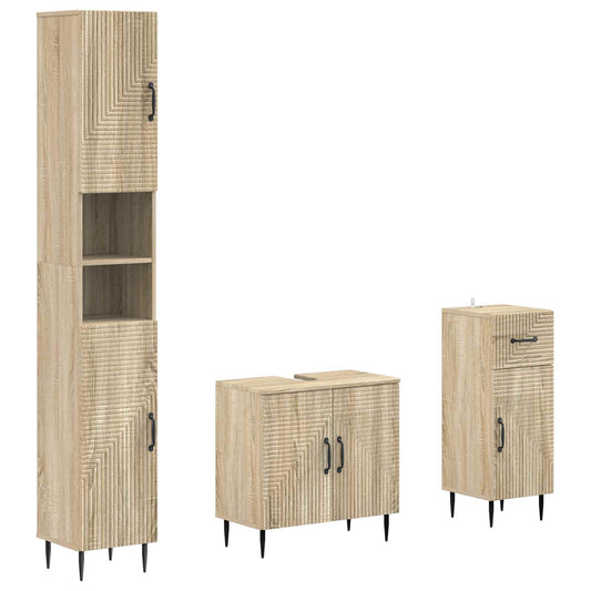 3 Piece Bathroom Cabinet Set HAARLEM Engineered Wood