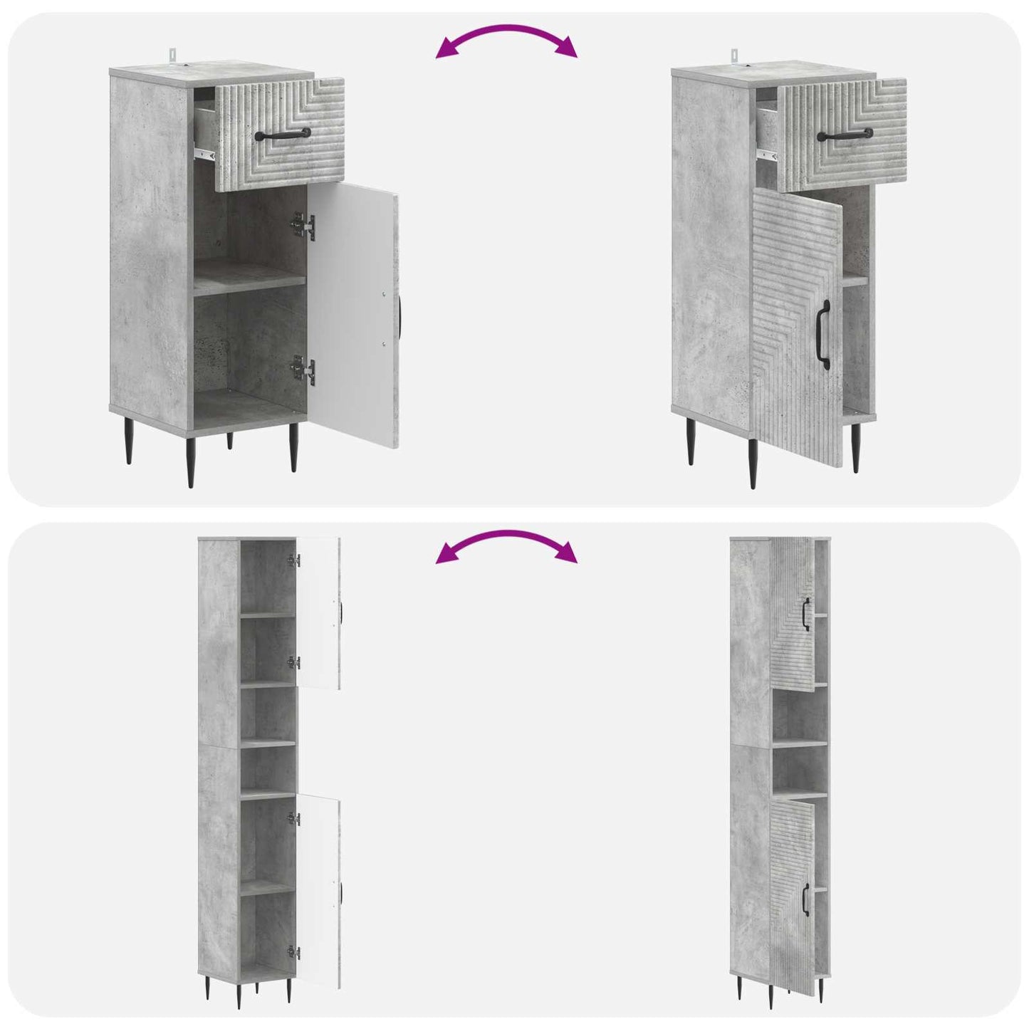 3 Piece Bathroom Cabinet Set HAARLEM Engineered Wood