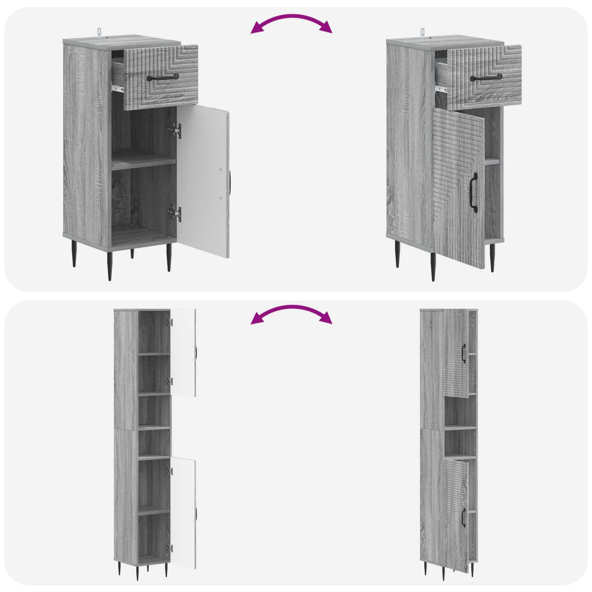 3 Piece Bathroom Cabinet Set HAARLEM Engineered Wood