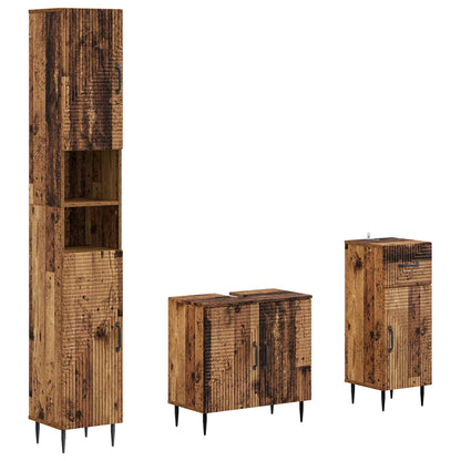 3 Piece Bathroom Cabinet Set HAARLEM Engineered Wood