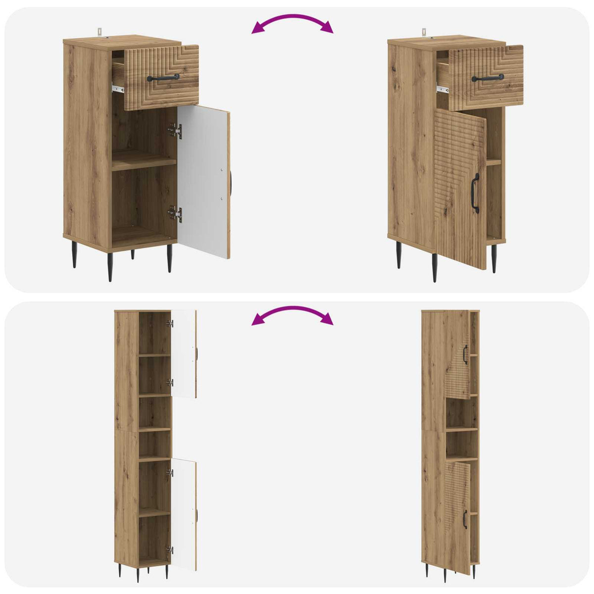 3 Piece Bathroom Cabinet Set HAARLEM Engineered Wood