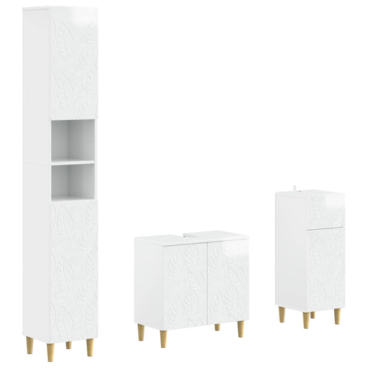 3 Piece Bathroom Cabinet Set DELFT Engineered Wood