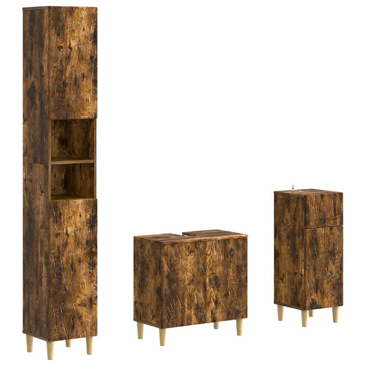 3 Piece Bathroom Cabinet Set DELFT Engineered Wood