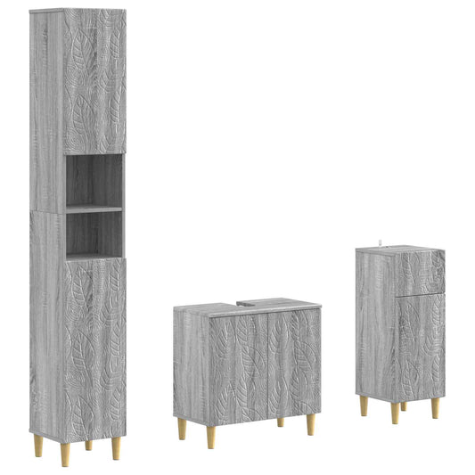 3 Piece Bathroom Cabinet Set DELFT Engineered Wood