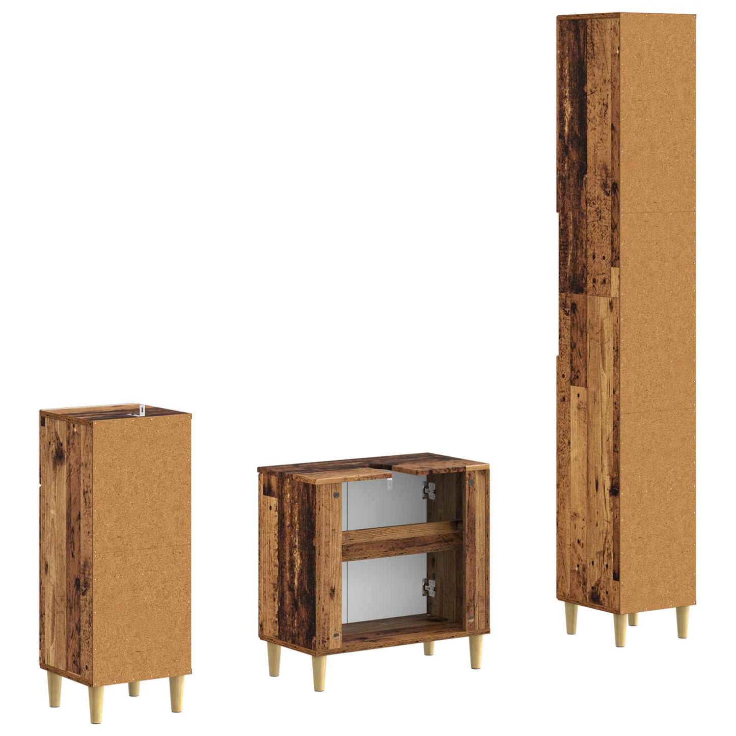 3 Piece Bathroom Cabinet Set DELFT Engineered Wood
