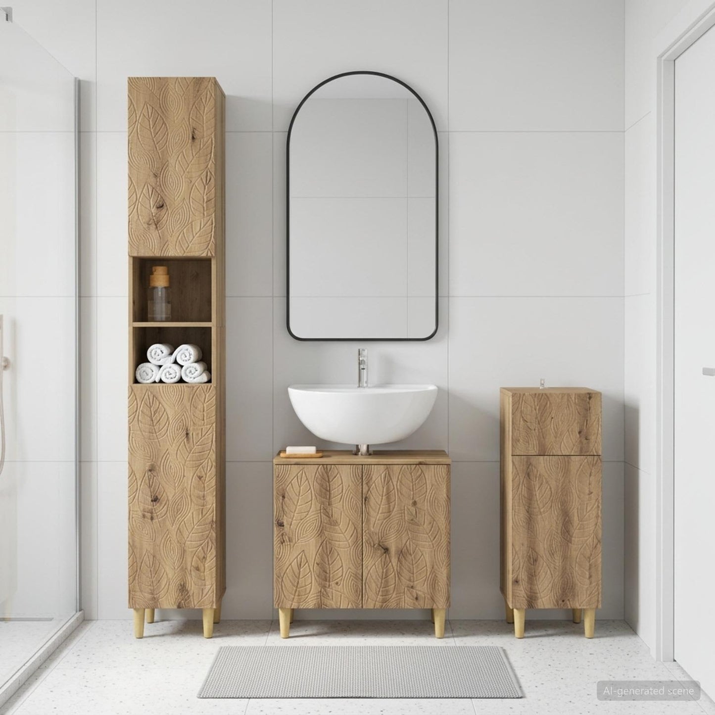 3 Piece Bathroom Cabinet Set DELFT Engineered Wood