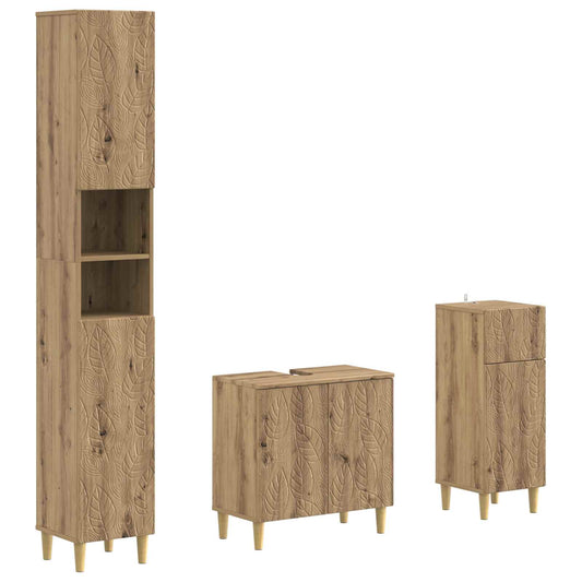 3 Piece Bathroom Cabinet Set DELFT Engineered Wood
