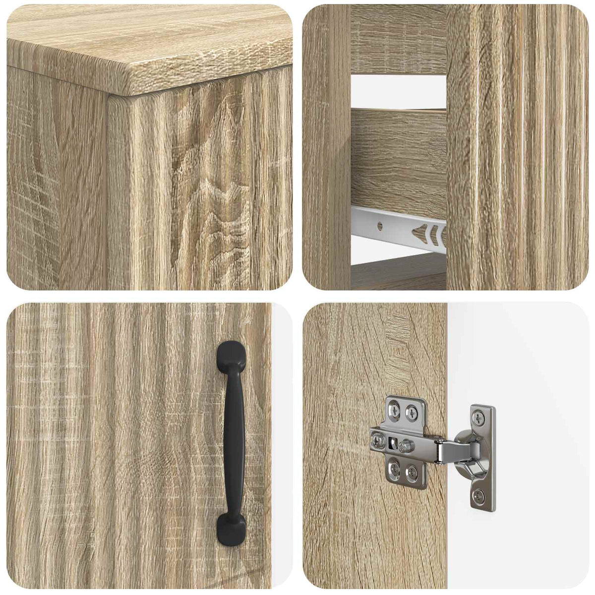3 Piece Bathroom Cabinet Set HOORN Engineered Wood