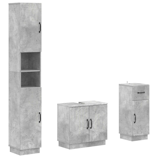 3 Piece Bathroom Cabinet Set HOORN Engineered Wood