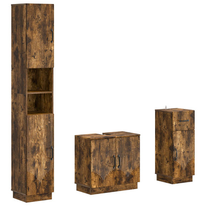 3 Piece Bathroom Cabinet Set HOORN Engineered Wood
