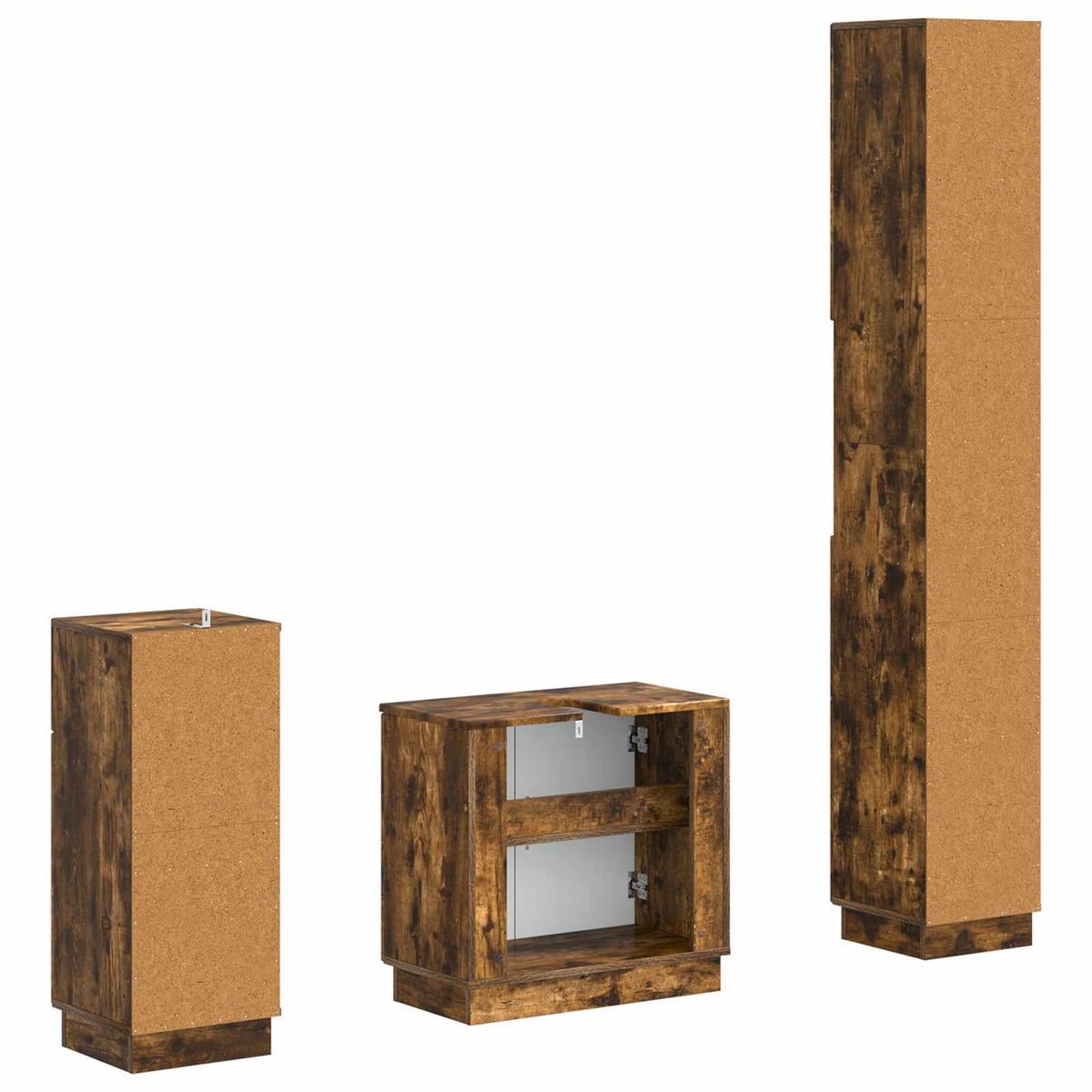3 Piece Bathroom Cabinet Set HOORN Engineered Wood