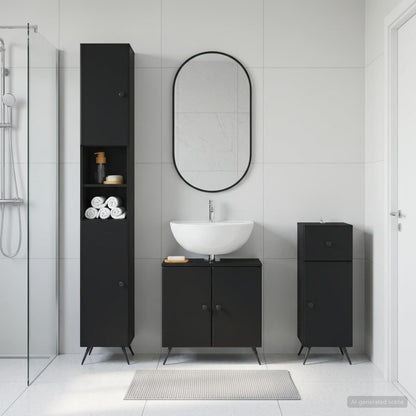 3 Piece Bathroom Cabinet Set BREDA Engineered Wood