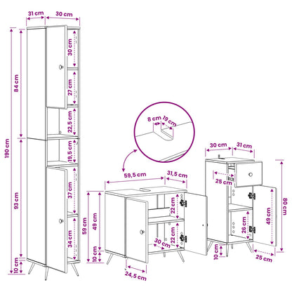 3 Piece Bathroom Cabinet Set BREDA Engineered Wood