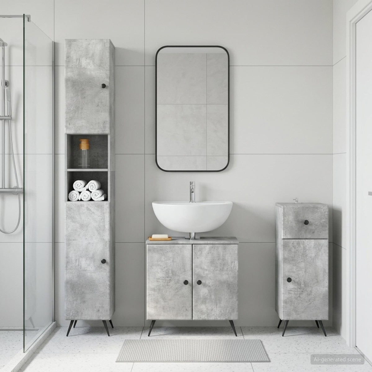 3 Piece Bathroom Cabinet Set BREDA Engineered Wood
