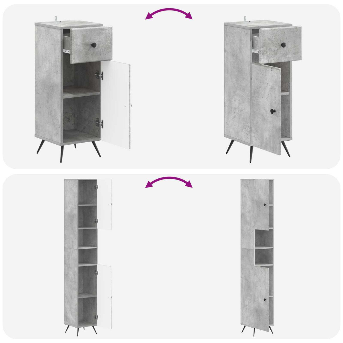 3 Piece Bathroom Cabinet Set BREDA Engineered Wood
