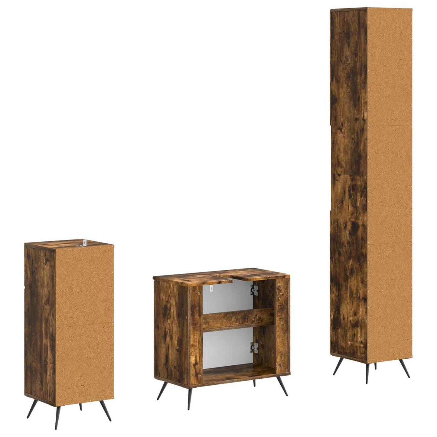 3 Piece Bathroom Cabinet Set BREDA Engineered Wood