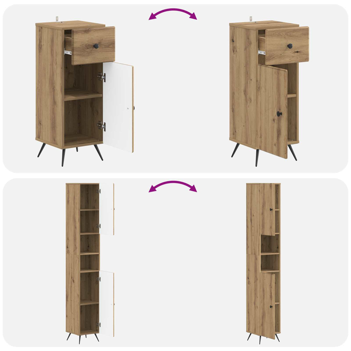 3 Piece Bathroom Cabinet Set BREDA Engineered Wood