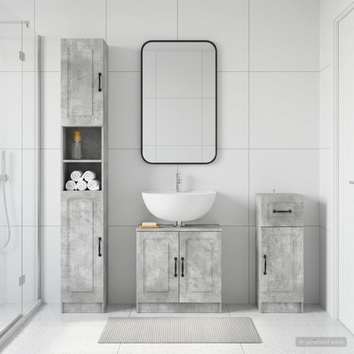3 Piece Bathroom Cabinet Set UTRECHT Engineered Wood