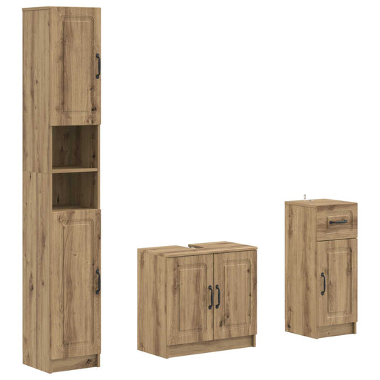 3 Piece Bathroom Cabinet Set UTRECHT Engineered Wood